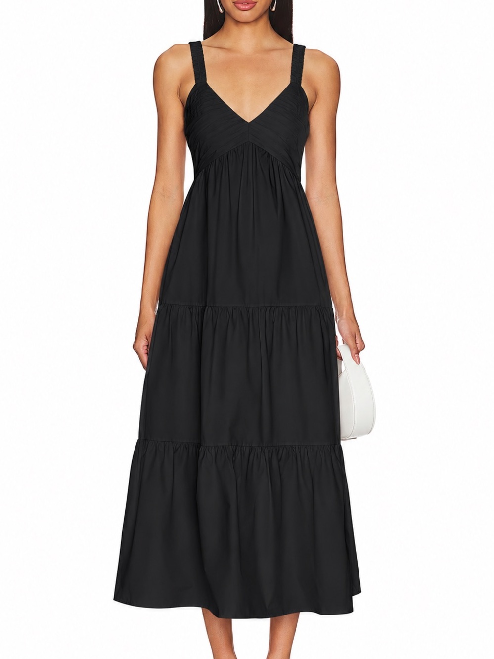 Steve Madden Black Tiered V-Neck Maxi Dress XS NEW NEVER WORN